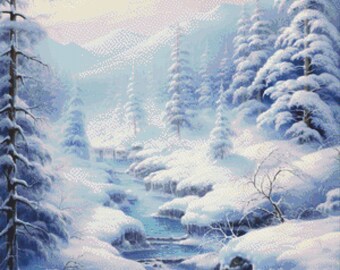 Cross stitch pattern, Winter forest  Embroidery PDF, Modern Ukraine cross stitch pattern, Pattern Keeper app compatible, Hand Embroidery