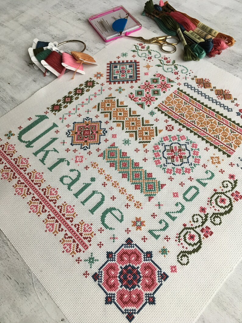 Cross Stitch Sampler Pattern ukraine 2022 Etsy