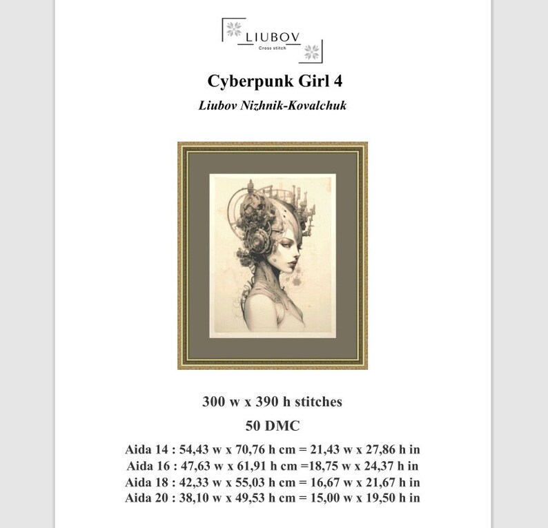 Counted Cross Stitch Pattern, Cyberpunk Girl Embroidery, Wall Art ...