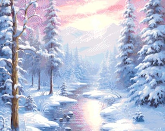 Cross stitch pattern, Winter forest  Embroidery PDF, Modern Ukraine cross stitch pattern, Pattern Keeper app compatible, Hand Embroidery