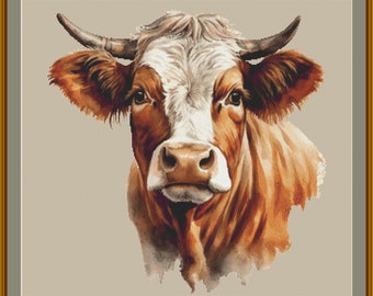 The Best Friend. Cow cross stitch pattern. Rustic aesthetic cross stitch design.Ukrainian cross stitch pattern.Pattern Keeper app compatible