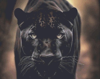 Cross Stitch Pattern, Black Panther Embroidery, Big Cat Wall Art Hand embroidery pdf, Ukraine modern cross stitch pattern