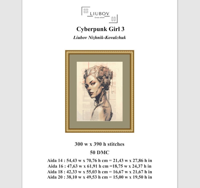 Counted Cross Stitch Pattern, Cyberpunk Girl Embroidery, Wall Art ...