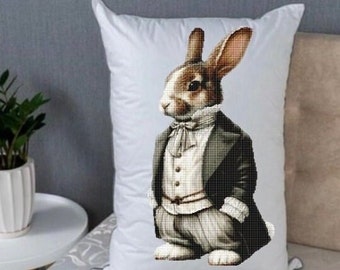 Rabbit Robert cross stitch pattern . Rabbit PDF . Ukrainian cross stitch design . Pattern Keeper app compatible