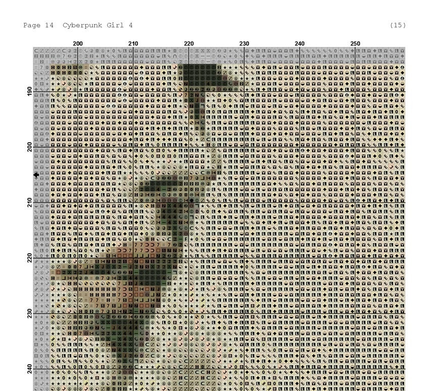 Counted Cross Stitch Pattern, Cyberpunk Girl Embroidery, Wall Art ...