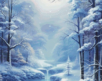 Cross stitch pattern, Winter forest  Embroidery PDF, Modern Ukraine cross stitch pattern, Pattern Keeper app compatible, Hand Embroidery
