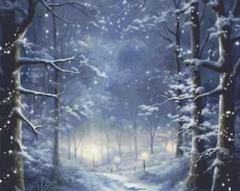 Cross stitch pattern, Winter forest  Embroidery PDF, Modern Ukraine cross stitch pattern, Pattern Keeper app compatible, Hand Embroidery