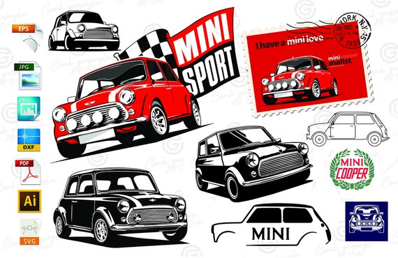 Mini Cooper ベクター バンドル SVG/EPS/PNG/Ai ステンシル