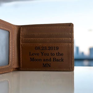 Wallets for Men Personalized Custom Engraved Wallet Boyfriend Gift Personalized Engraved Genuine Leather Wallet Anniversary Gift for Him