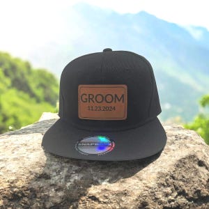 Bräutigam Hut mit personalisierten Hochzeitsdatum Hochzeit SnapBack Trucker Hut Junggesellenabschied Baseballkappe Leder Patch Hut Hochzeit Geschenke Ideen