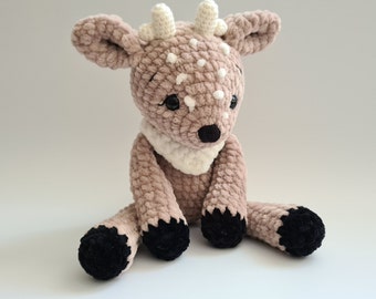 Plush deer toy Velvet deer amigurumi toy Cute soft crochet deer animal Baby shower gift Deer handmade toy Forest animal toy Christmas gift