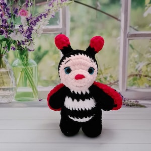 Crochet plush ladybug toy, Mini stuffed ladybug, Ladybird amigurumi, Crochet insects plush toy