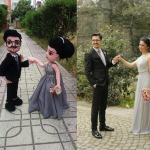 Personalisiertes Paar Puppen - Handgemachte Liebe und Romantik Andenken - Portrait Puppe - Sehen aus wie Häkelpuppe - Puppe von Bild