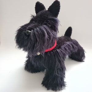 Crochet plush black scottish terrier dog amigurumi toy - stuffed scottie dog toy - cute crochet animals - gift idea for dog lovers