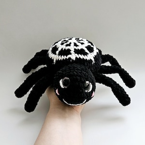 Cute Crochet Plush Spider Toy - Perfect Halloween Gift - Black & White Spider Stuffed Animal - Customizable Colors Available