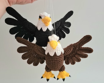 Crochet Bald Eagle Car Charm: Patriotic Rear View Mirror Decoration