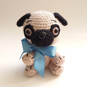 Crochet pug amigurumi toy, Mini stuffed pug dog toy, Finished crocheted pug puppy dog, Pug lover gift, Crochet animals, Mini cute dog
