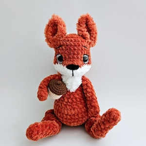 Handmade Crochet Plush Squirrel Toy - Adorable Amigurumi Squirrel with Acorn - Forest animal toy - Cute gift idea
