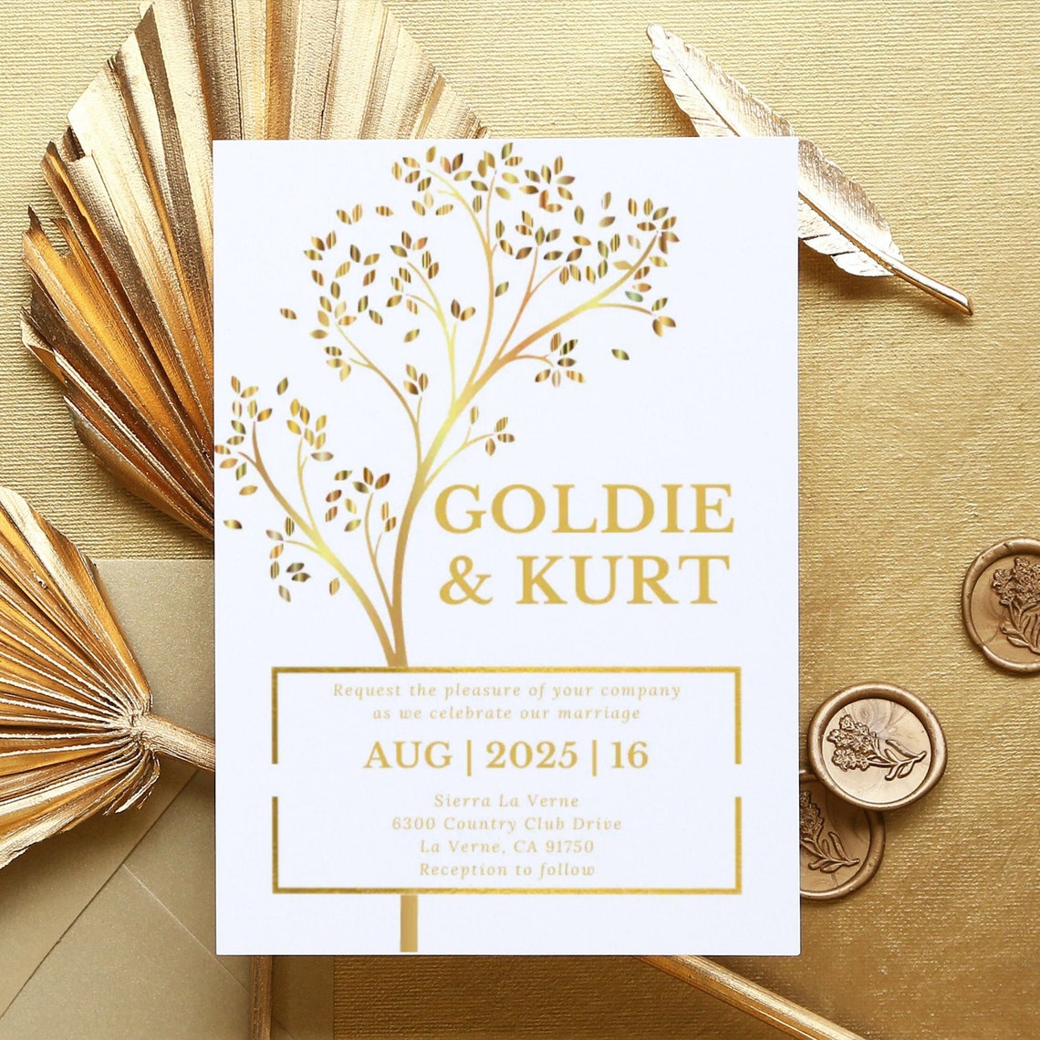 DIY Stylish Gold Foil Wedding Invitation Template Standard 5x7 Etsy