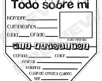 All About Me Bilingual Banner Worksheet English-Spanish