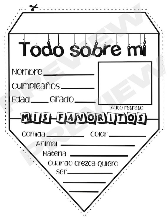 All About Me Spanish Worksheets All About Me Spanish Worksheets