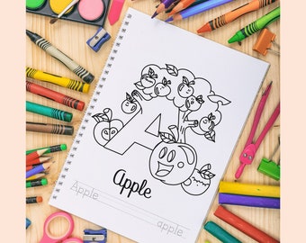 Alphabet Coloring Pages - Instant Digital Download - Kids Coloring Sheets - Printable Coloring Book - coloring for kids