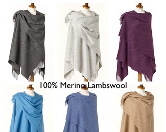 Poncho van merinolamswol: beige, bruin en zilver - Bronte by Moon