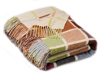 100% Merino Lambswool Throw Blanket,Multicolour Merino Wool Throw,Multi spot Merino Wool Throw,Wool Blanket, Bronte By Moon Made in England
