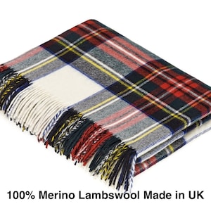 Dress Stewart Tartan Throw Blanket: 100% Merino Lambswool, Bronte By Moon UK