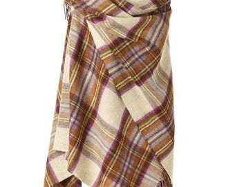 Merino Lambswool Tartan Ruana: Bronte By Moon Shawl Wrap