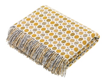 Gold Merino Lambswool Throw Blanket: Milan Collection, Made in England