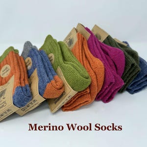 Calcetines de lana merino multicolor: calcetines de trekking unisex extra gruesos