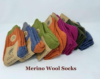Multicolor Merino Wool Socks: Extra Thick Unisex Trekking Socks