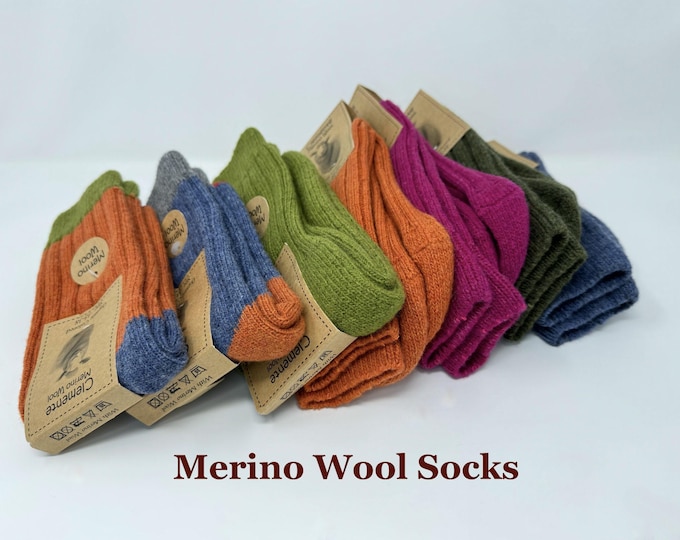 Multicolor Merino Wool Socks: Extra Thick Unisex Trekking Socks