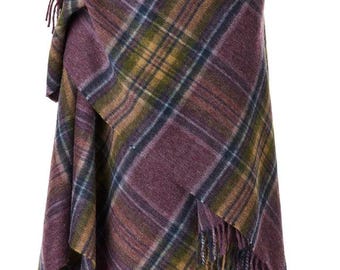 Merino Lambswool Tartan Ruana: Bronte By Moon Shawl Poncho