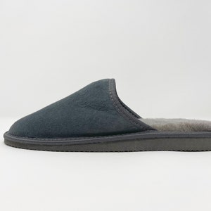 Mens's Sheepskin Slippers, Leather slippers,Grey Sheepskin slippers Handcrafted 100% Sheepskin Wool with genuine suede,  Variant colours