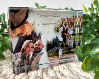 Personalised Crystal Photo Block, Custom Photo Paperweight, Memorial, Wedding or Anniversary Gift