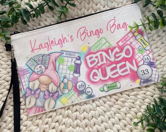Personalised Bingo Queen Linen Pouch, Dabber Bag Gift