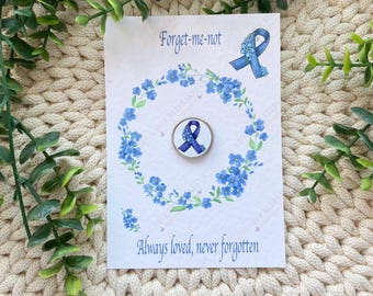 Forget Me Not Pin Badge, Dementia Awareness Remembrance Gift