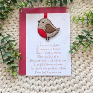 Remembrance Christmas Robin & Card, Felt Robin Tree Decoration, Memorial Keepsake, Remembering Loved Ones