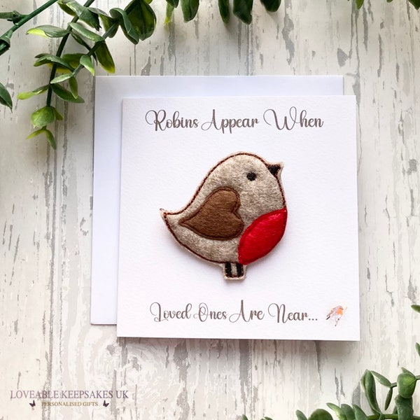 Remembrance Robin Brooch & Card, Handmade Gift, Condolence Card, Thinking Of You, Letter Box Gifts