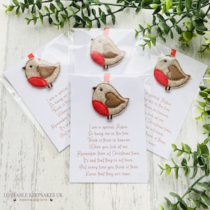 Remembrance Christmas Robin & Card, Felt Robin Tree Decoration, Christmas Keepsake, Remembering Loved Ones