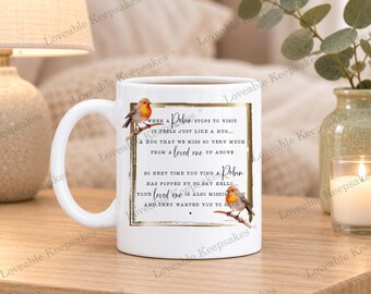 Robin Remembrance Mug, Memorial Verse, 11oz White Ceramic Mug