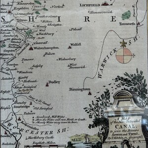 May include: Antique map of the New Intended Canal, joining the Severn and Trent rivers, with detailed place names. Features a compass rose and decorative elements, printed for R. Baldwin.