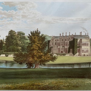 Broughton Castle, Oxfordshire, original Antique vintage print dating from around 1880