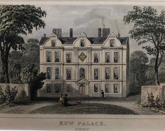 Kew Palace, Surrey original antique vintage engraving print dating from about 1845