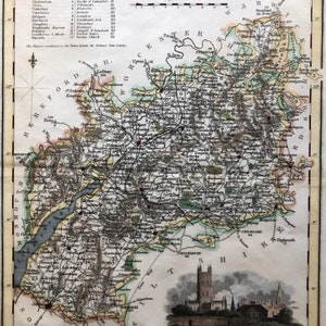 Gloucestershire, Archibald Fullarton original antique map dating from about 1843
