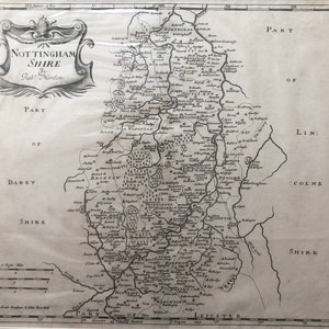 Nottinghamshire, Robert Morden original antique map dating from about 1695