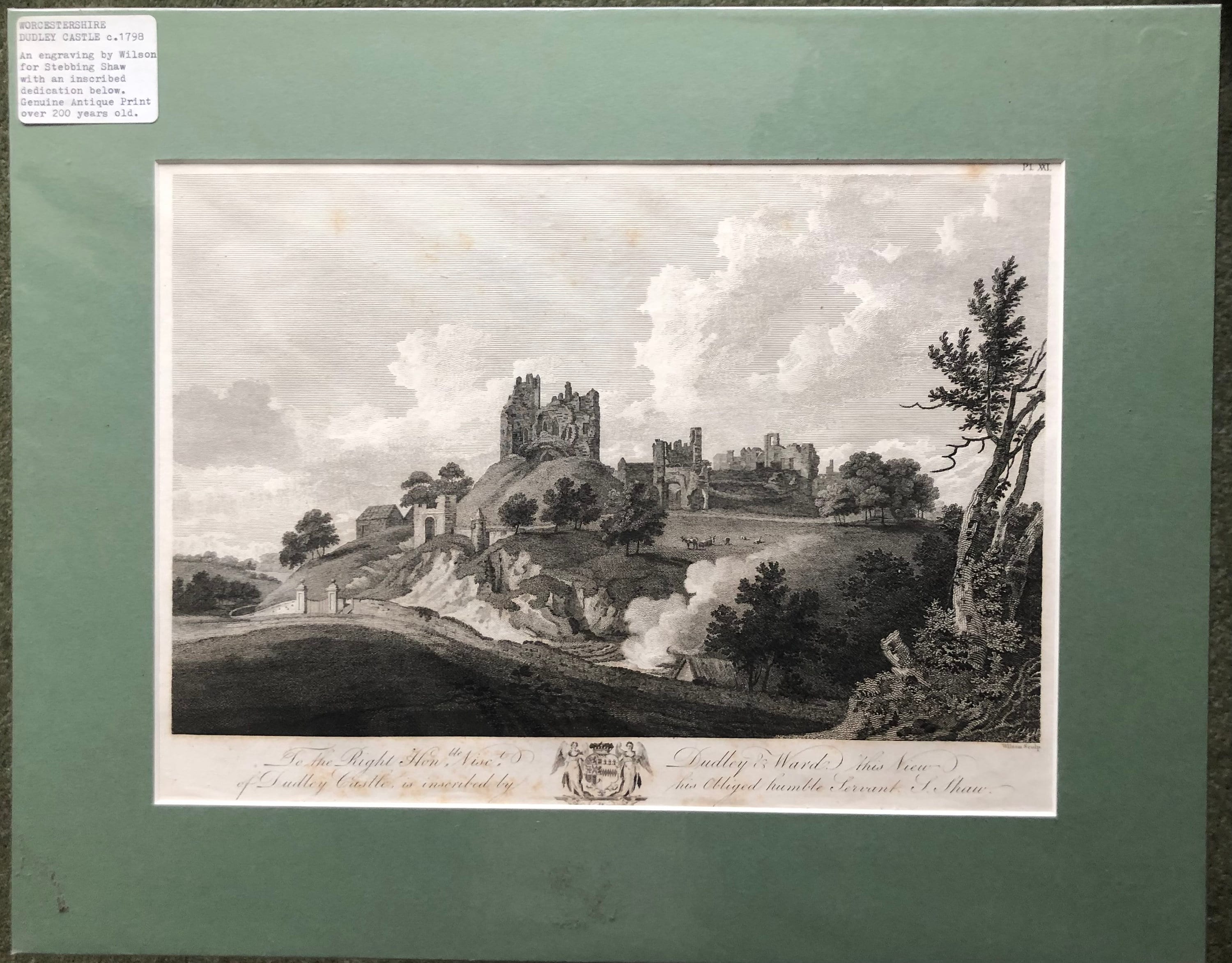 Dudley Castle, Worcestershire, Original Antique Vintage Engraving