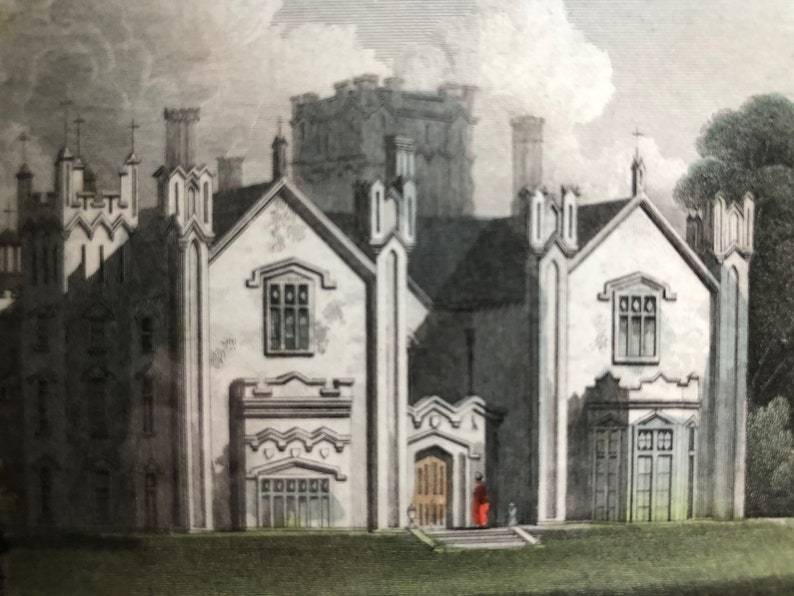 Stanley Hall, Shropshire original antique vintage engraving print dating from 1831 image 2